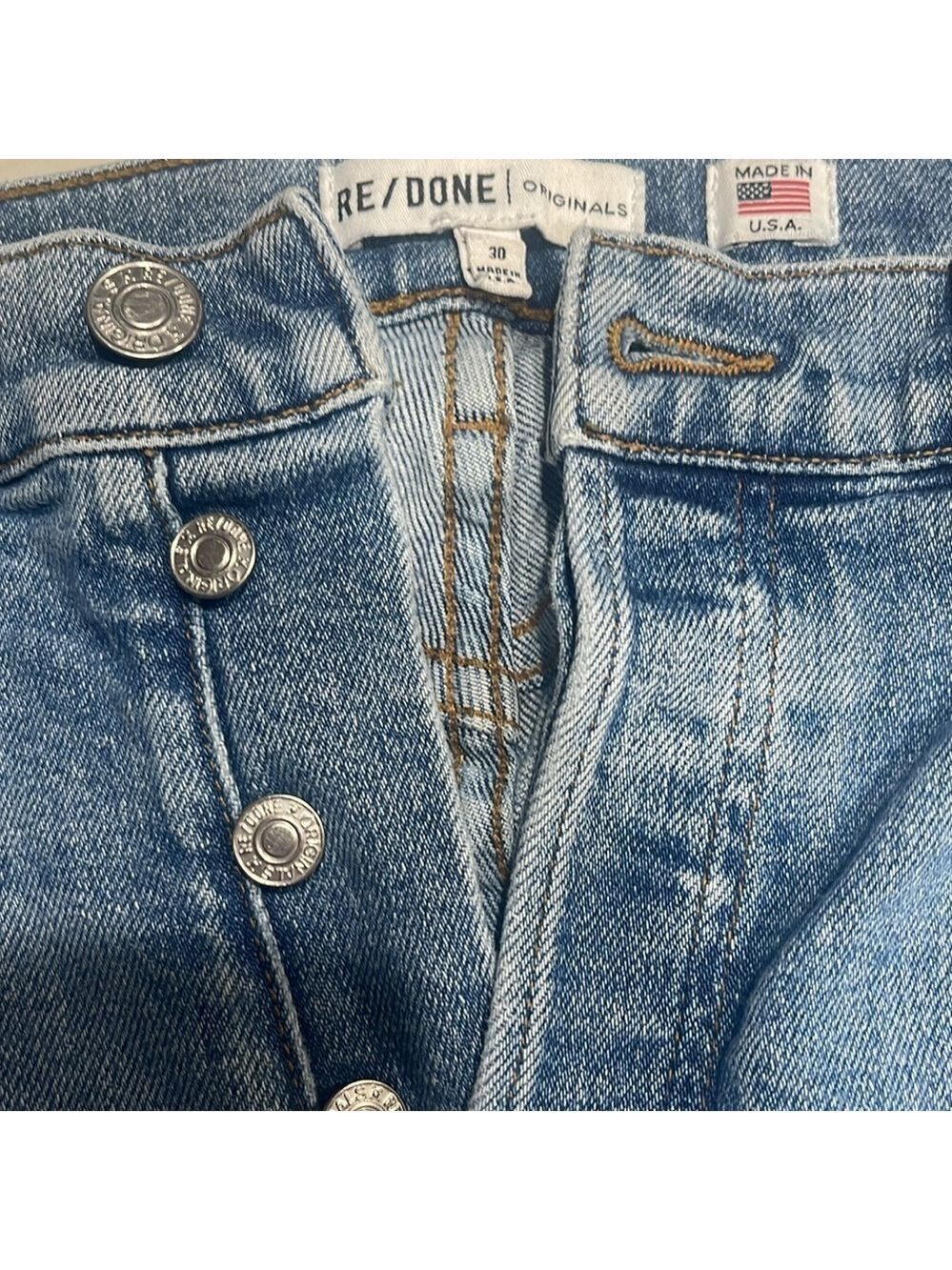 RE/DONE 90’s High Rise Ankle Jeans in Mid 90’s Wash Button Fly SZ 30 - Picture 4 of 6